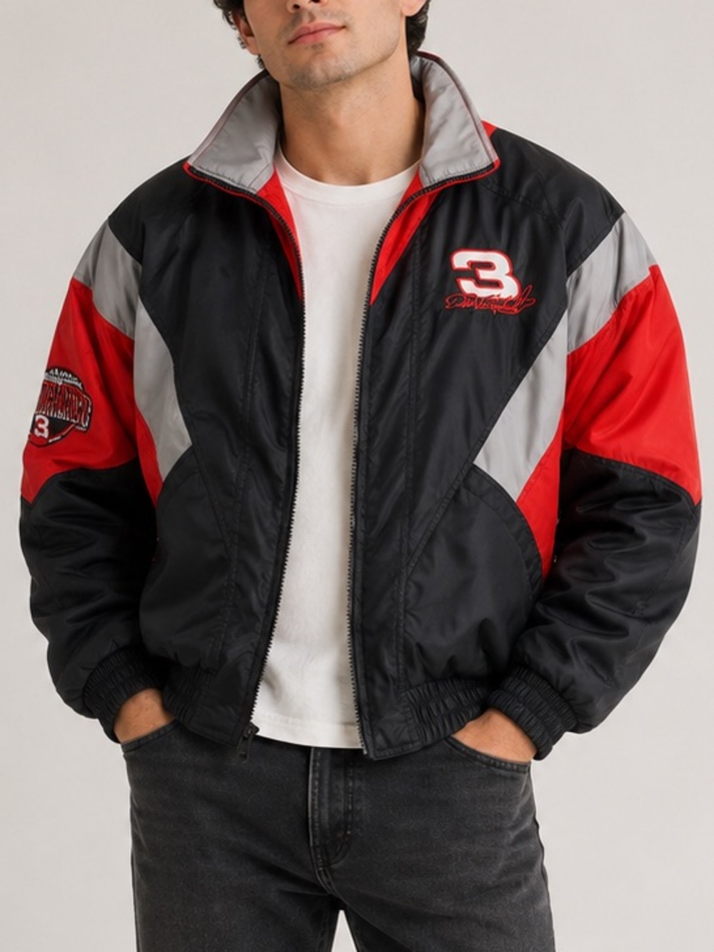 Vintage NASCAR Nutmeg Racing coat Dale Earnhardt Size Medium Quilted Red Black